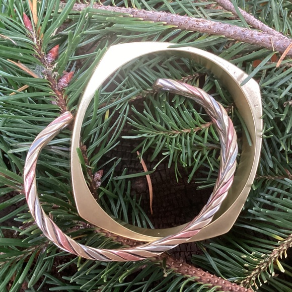 Sergio Lub Beautiful Set Of Brass Copper and Silver Bangle Cuff Bracelets - Picture 3 of 9